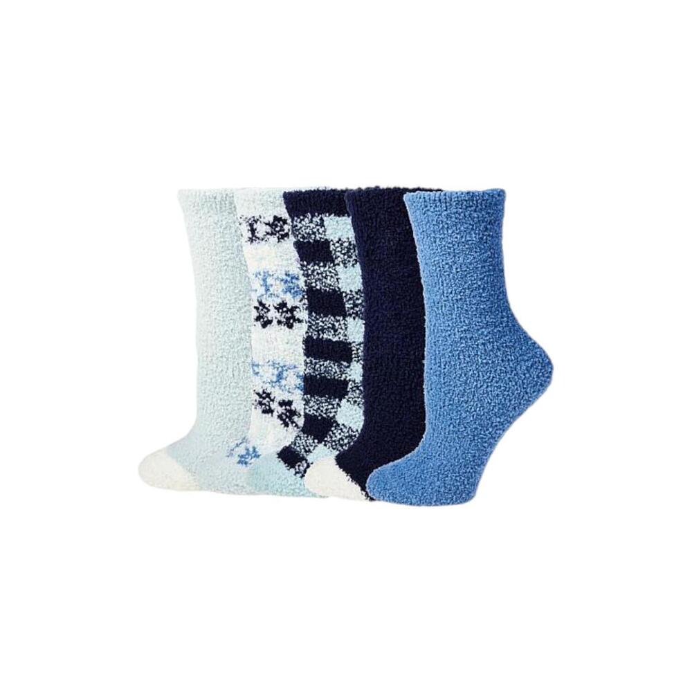 Comfort Code Women's 5-Pack Cozy Crew Socks Blue